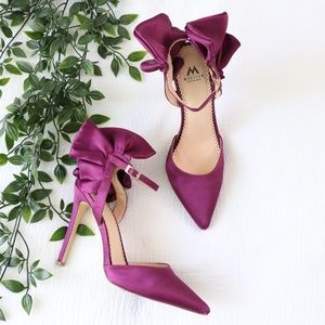 Maddison Purple Pink Stain Pointed Ruffled Heels